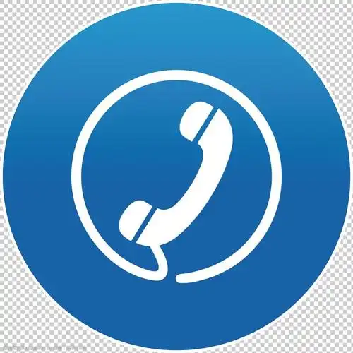 圆形蓝色电话图标免抠png透明图层素材图片-图行天下图库