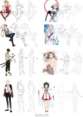 作业:动漫人体绘画学习之日式漫画人体比例画法与训练 - 宅画