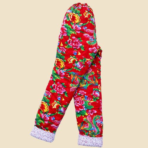 东北北大花布手工棉裤纯棉棉花女士加厚宽松棉裤