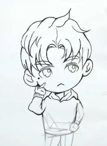 彩铅q版人物简笔画男生