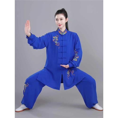 2023新款太极服女中长款刺绣太极春秋季拳练功服武术表演服新品