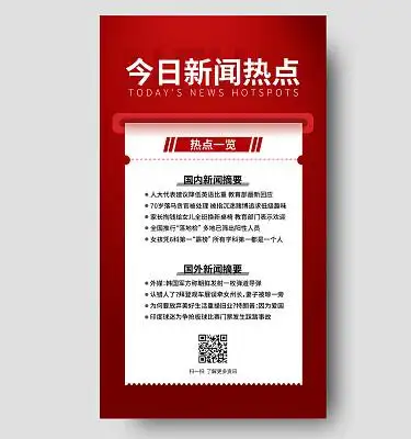 红色简约新闻热点海报手机文案海报