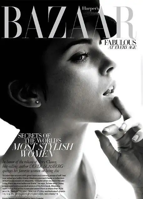 艾玛沃特森登杂志封面黑白写真中性帅气