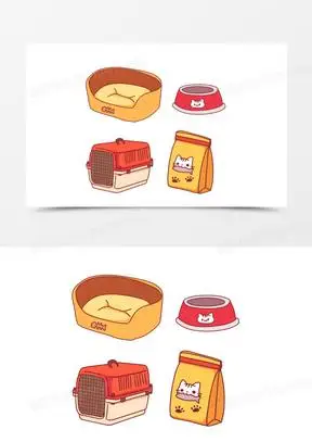 一组手绘卡通宠物用品合集免抠素材