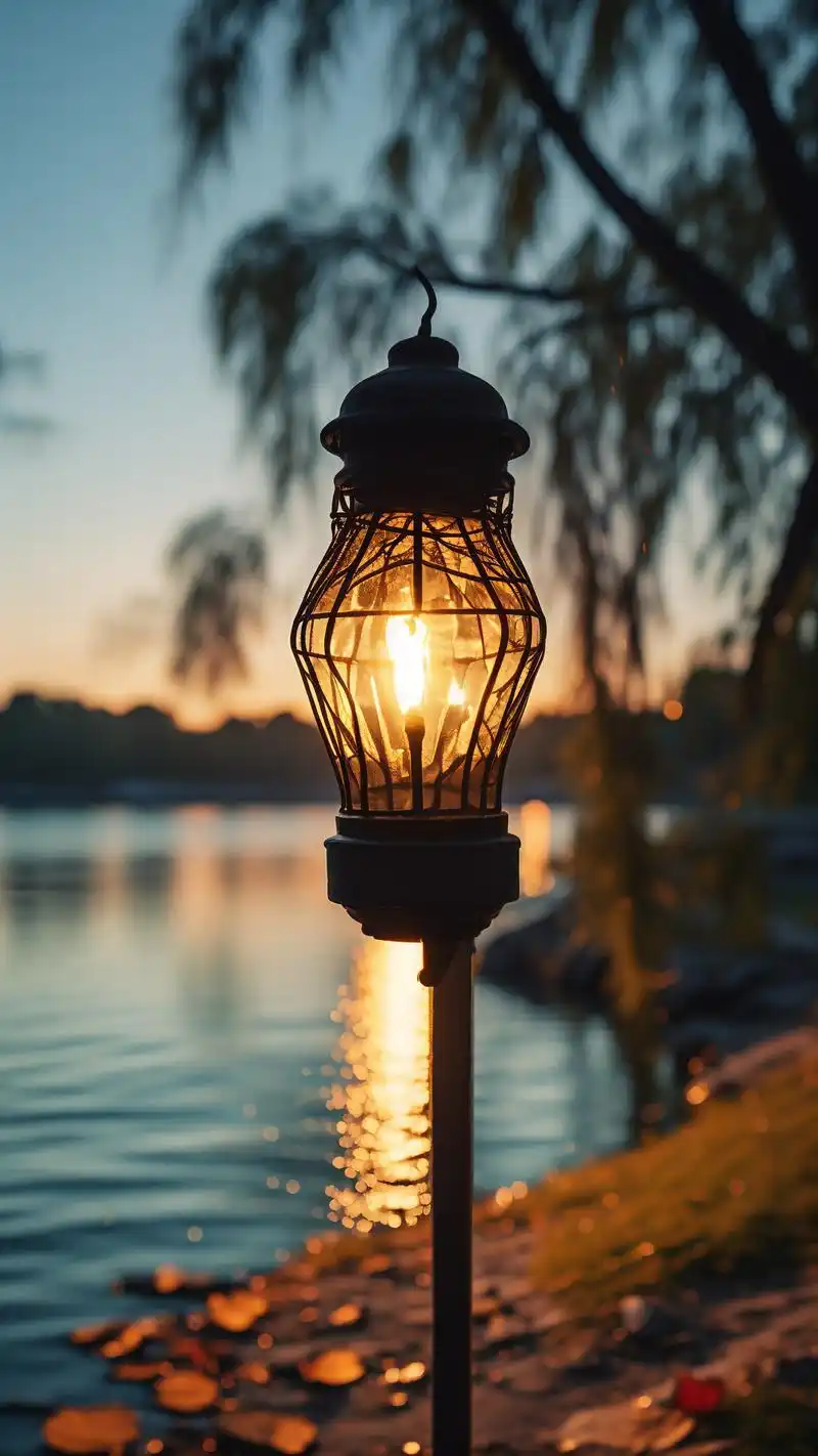 93夜晚湖边伤感路灯壁纸精选95