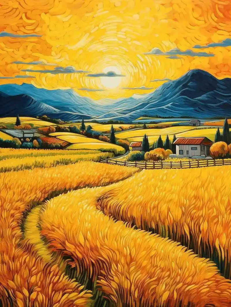 高清麦田手机壁纸,麦田一望开,金黄满地摇 " 麦田一望开,金黄满地摇 .