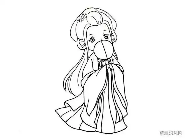古代女儿童简笔画