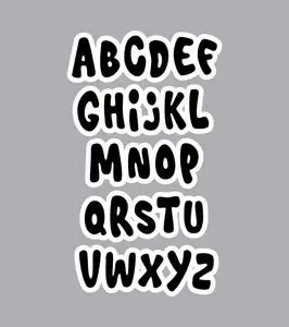 卡通漫画涂鸦字体字母表.矢量照片