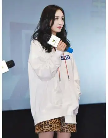 杨幂2018网红同款怪味少女白色上衣长袖港味早秋慵懒超火不规则卫衣女