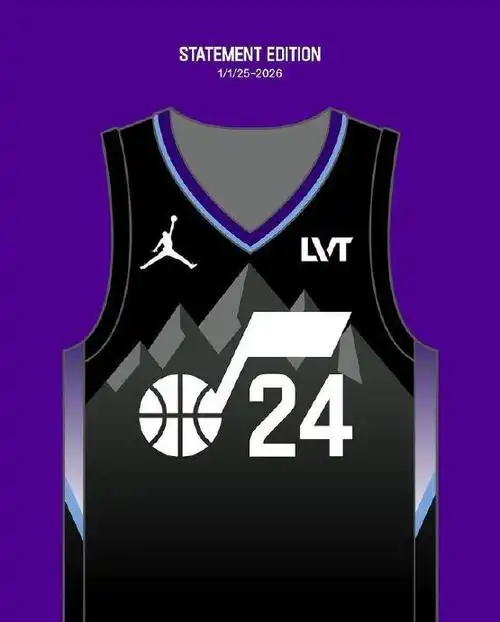 爵士官方发布了他们球队新的球衣,一共有白,蓝,黑三款颜色