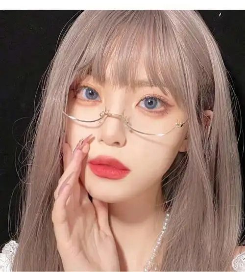 喜圣多新品朋克眼镜网红下半框眼镜框女日系二次元御姐软妹装饰无边框