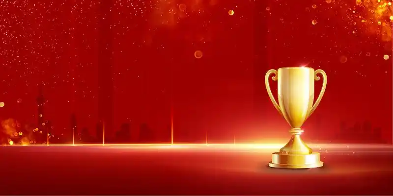 红色大气颁奖表彰大会年会典礼仪式建筑奖杯海报背景