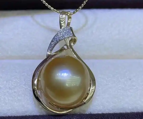 南洋金珠吊坠14一15mm,表皮光滑,完美无瑕,高端精品903380#海水珍珠