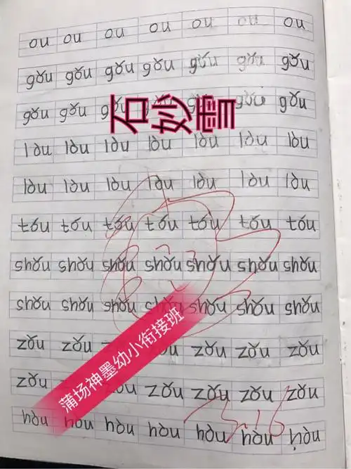 蒲场神墨幼小衔接一班的拼音作业,写得多认真