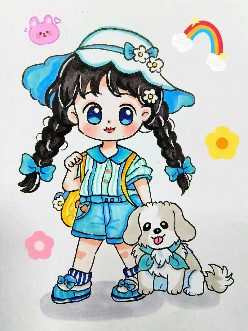 马克笔手绘 #q版人物 #动漫 #动漫 - 抖音