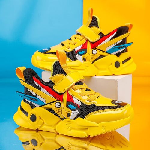 潮馆男童鞋子2022春季新款百搭双网面透气运动鞋中大童男孩老爹鞋卡通