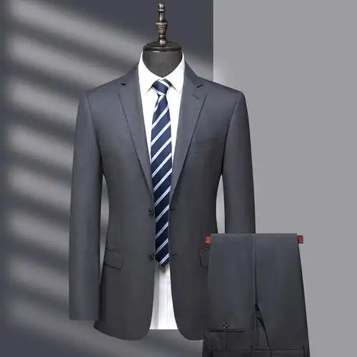 精纺羊毛西服套装春秋季新款商务潮流男士中青年时尚高档西装外套