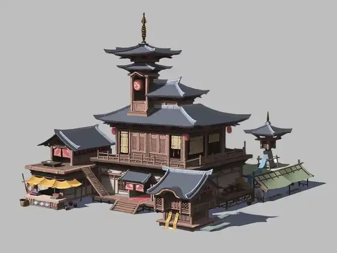 maya场景建模:游戏-古风大型场景制作,古建筑场景思路讲解