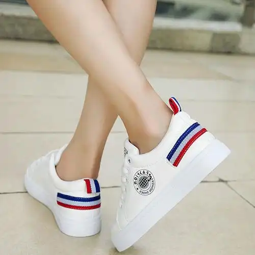 小白鞋女夏季尖头学生韩版新款2017初中女生百搭白鞋子女帆布包邮_5折