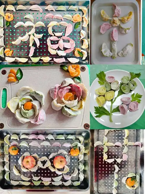 老师和孩子们一起制作的饺子创意拼盘!好漂亮呀!