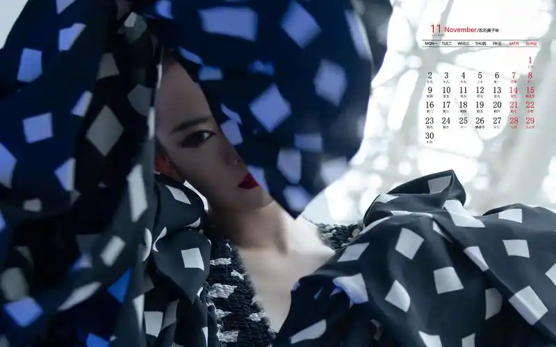 2020年11月戚薇酷飒性感高清日历壁纸
