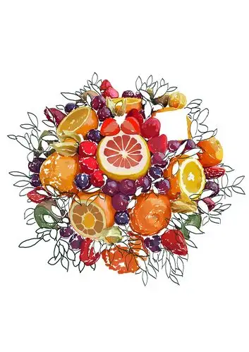 水果花束手绘