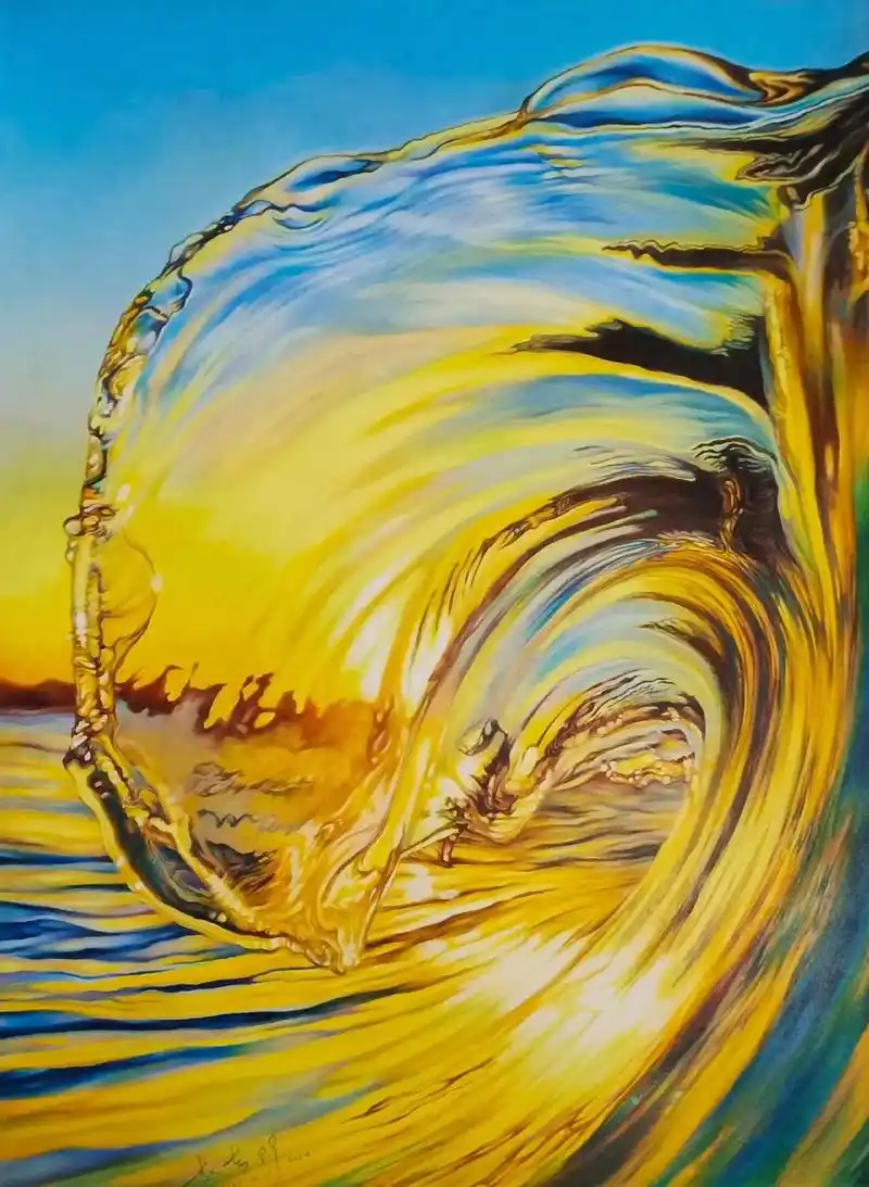 用时约60小时 霹雳马150色油性彩铅 获多福300g高白细纹 奔腾的海浪