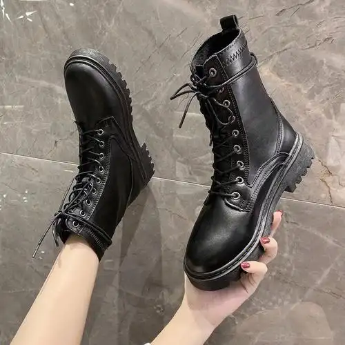 马丁靴瘦瘦鞋网红ins潮女秋季新款百搭春秋单靴英伦风厚底短靴子