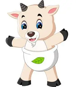 可爱回力卡通山羊的插图照片