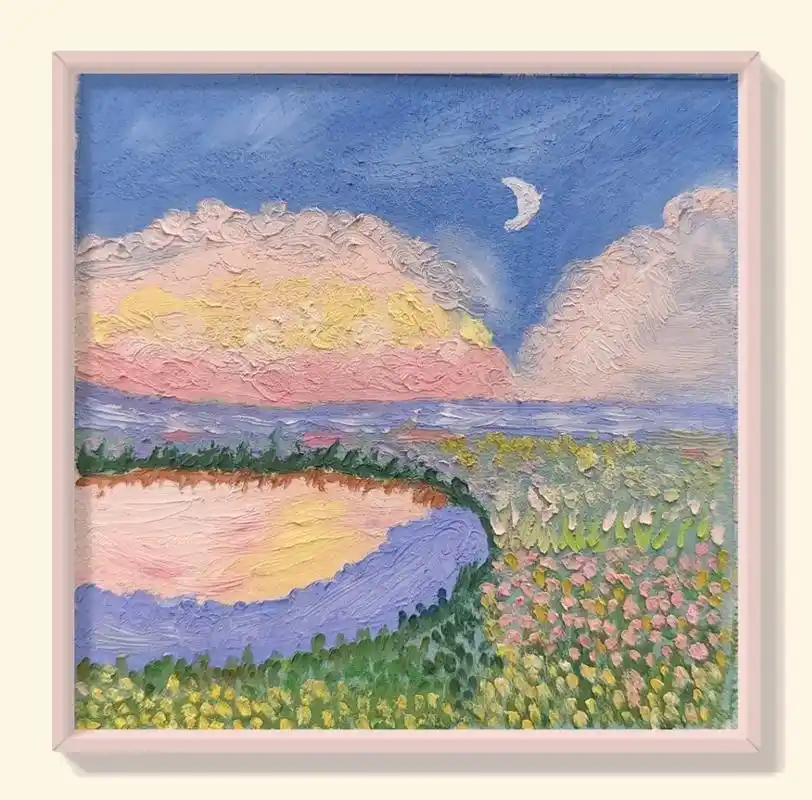 油画棒教程.梦中情湖#油画棒教程 #油画棒绘画作品 #油画棒 - 抖音