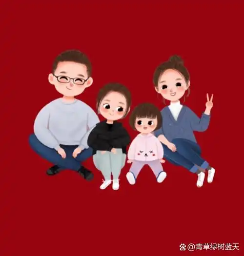 一家四口新年背景图 头像(两女儿)