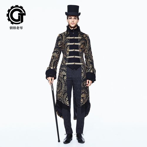 万圣节服装欧洲宫廷装复古风中世纪贵族男装中长款哥特风风衣外套