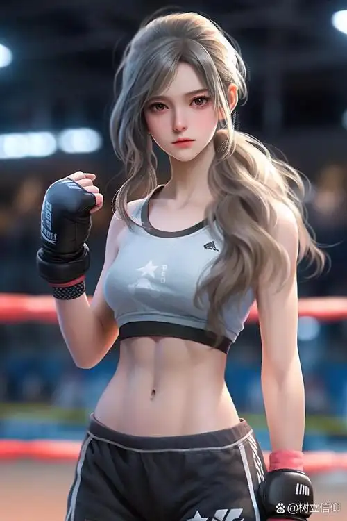 拳击少女,马甲线谁能不爱 ai绘画,漫画壁纸