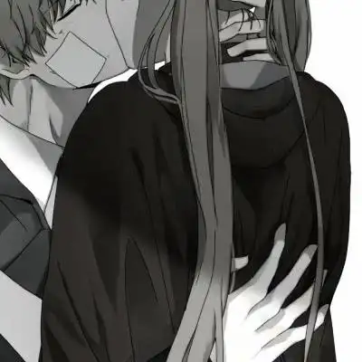 高清一对两张的动漫壁咚强吻情头图片,卡通头像图片