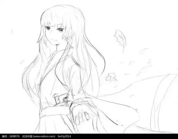 动漫人物简笔画少女简单古装