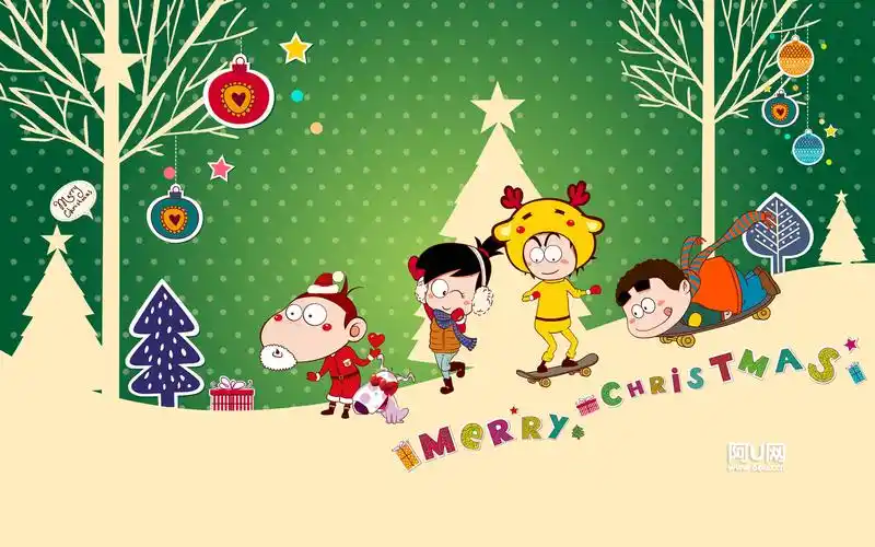 卡通可爱圣诞节图片宽屏电脑桌面主题壁纸(一)