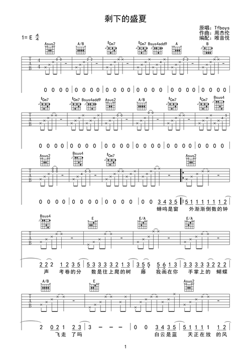 剩下的盛夏-虫虫吉他:www.ccguitar.cn