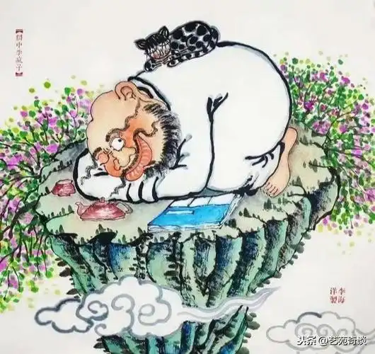 他画天师骑摩托降妖除魔,作品妙趣横生,太好玩了|李海洋|画家|国画