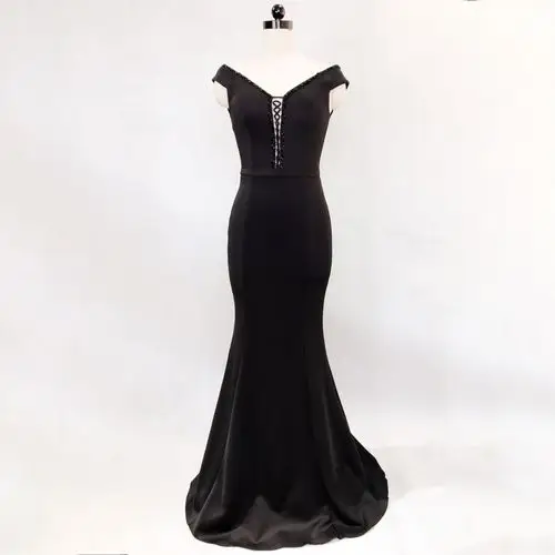 1215#晚礼服女2018新款性感名媛鱼尾长款主持人礼服气质显瘦v领夏