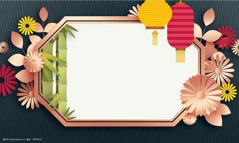 中国风手工花卉灯笼新年背景素材