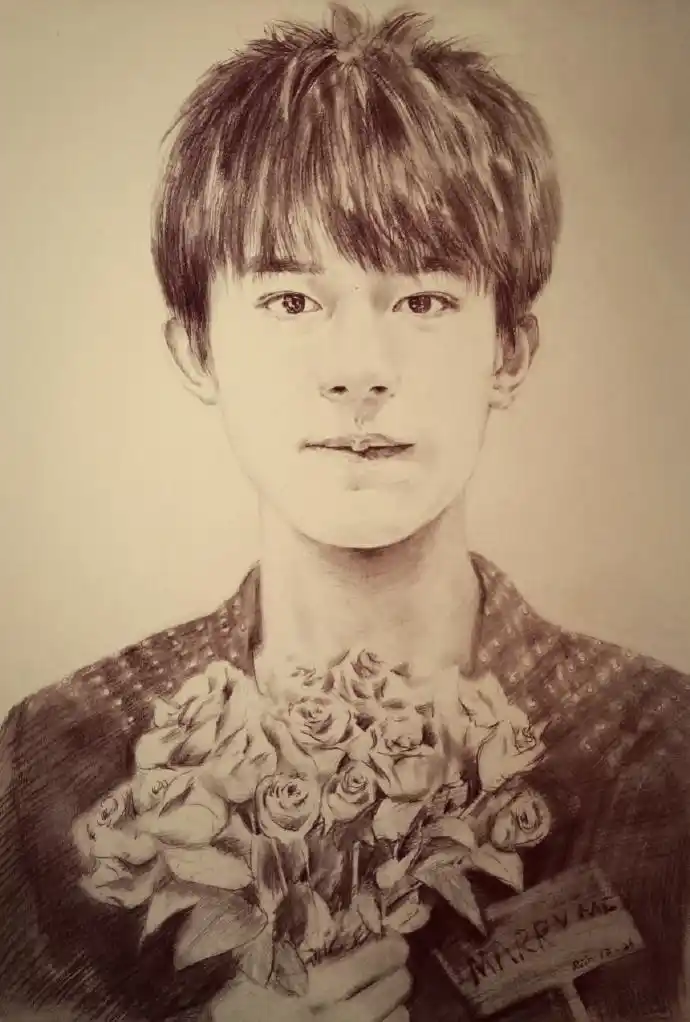 易烊千玺手绘图片唯美,迷妹们拿去当壁纸吧易烊千玺素描画像步骤教程