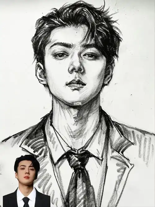 速写可以比素描更生动画一下吴世勋