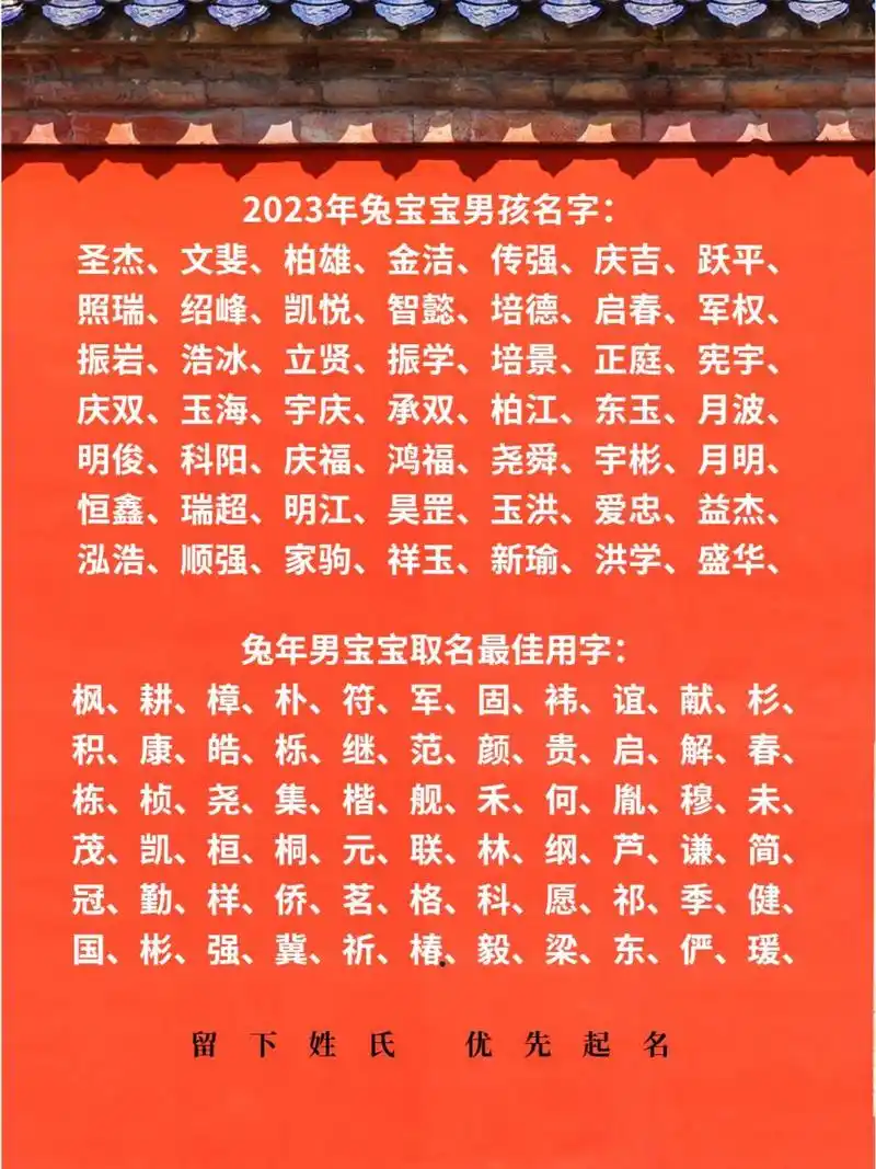 2023年兔宝宝男孩名字 兔年男宝宝取名最佳用字 (1)2023年兔宝宝男孩