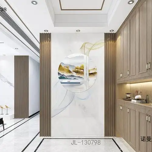 诺曼 进门过道地砖造型图案 中式玄关墙 过道玄关壁画 电视背景墙图片