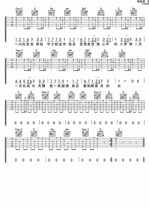 最美的光尚琪琪演唱c调和弦编配