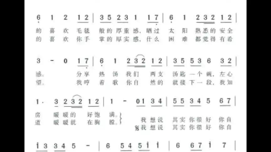 《暖暖》简谱及伴奏(c调和原调降b调)