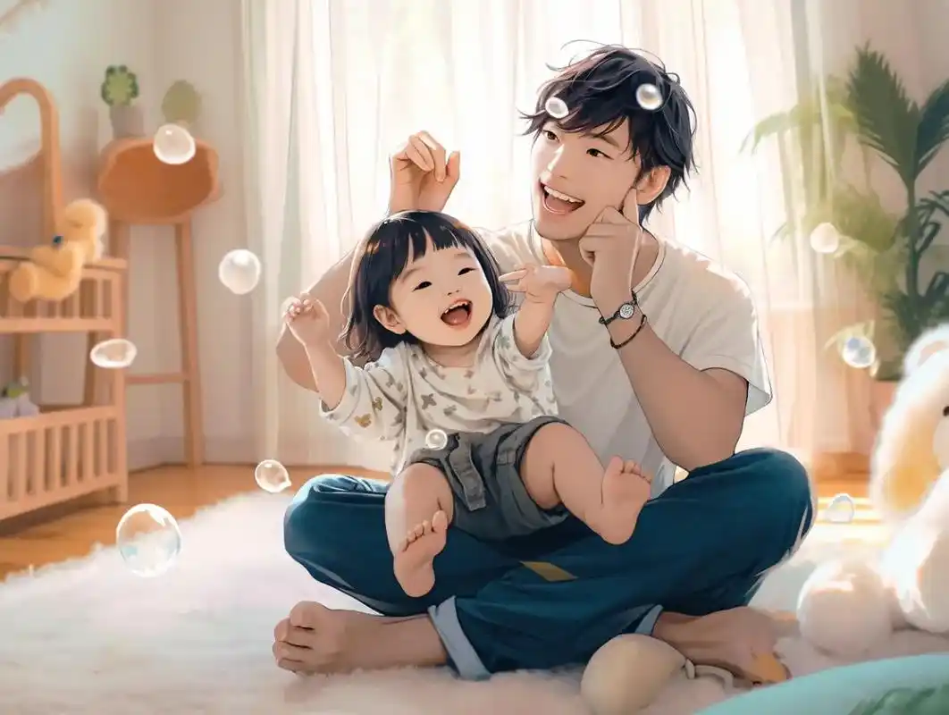 ai创作,动漫风,关键词分享.爸爸和女儿的温馨画面,场面令人 - 抖音