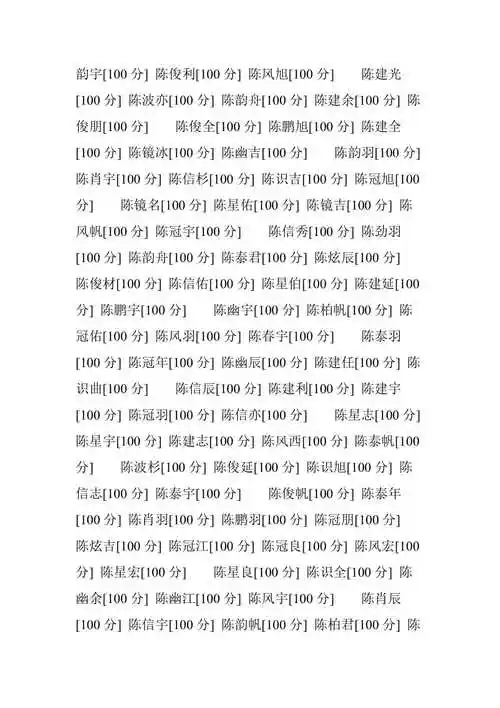 陈姓孩姓名打分100分的好名字如下