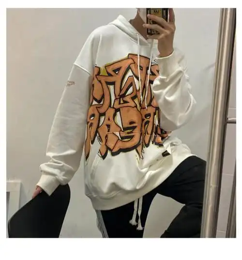 涂鸦卫衣男连帽春款季潮流衣服新款大码港风外套好质量擎嵘装dkhw3103