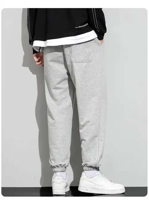 开仓破价啄木鸟轻奢品牌灰色运动裤男夏季薄款宽松束脚九分卫裤潮流加